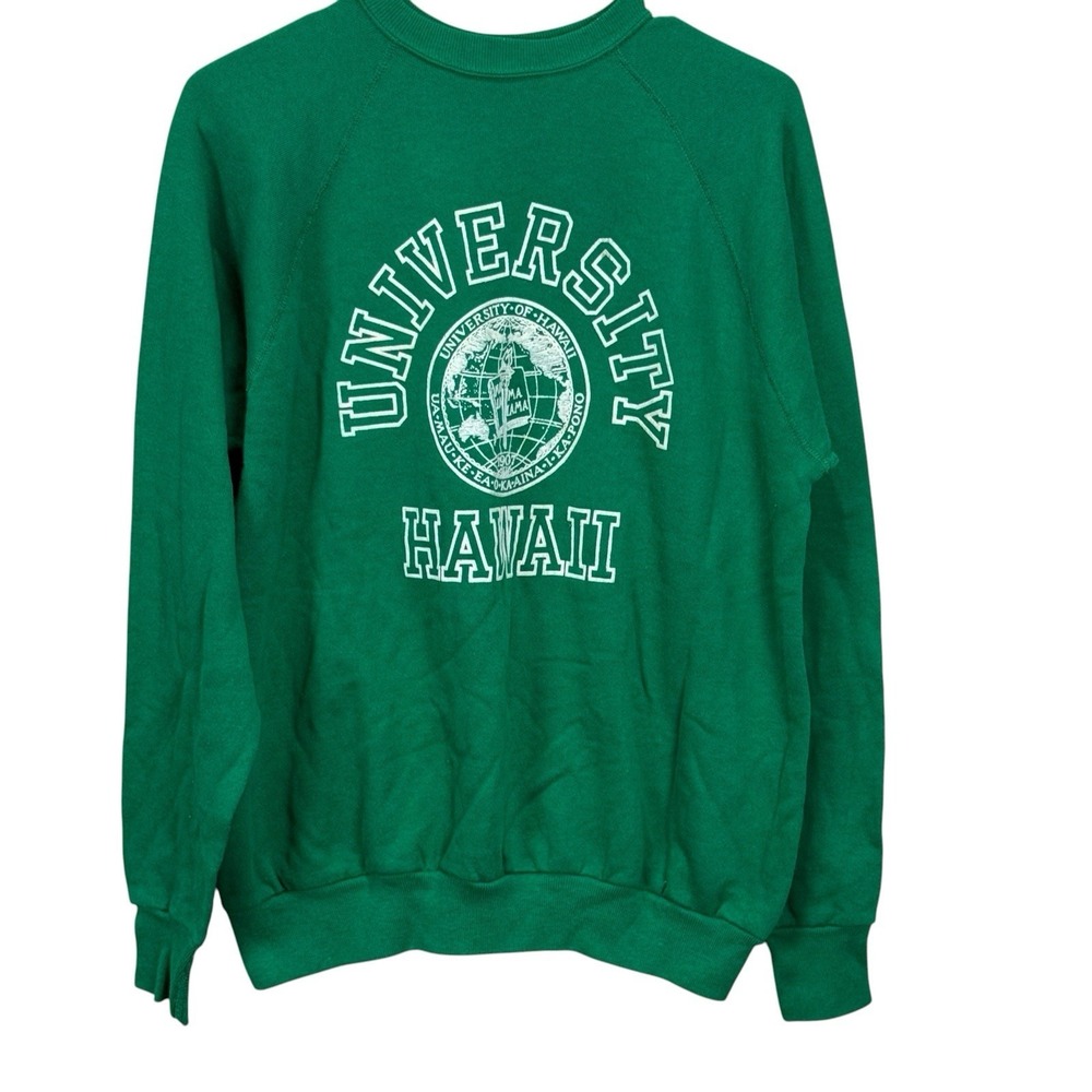 Vintage 90s Artex University of Hawaii Graphic Green Sweatshirt Sz Large